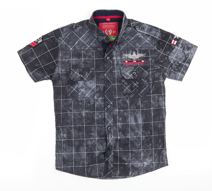 Latest Quality Boys Grey Check Basic Button-Up Collared Button - USAAF-75-1775