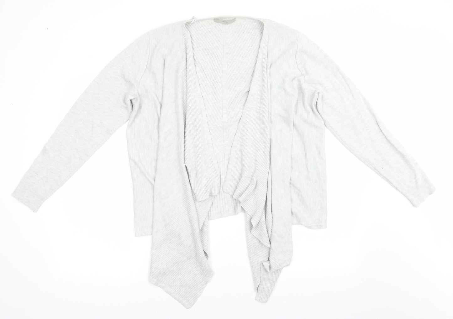 George Womens Grey V-Neck  Acrylic Cardigan Jumper Size 16   - Waterfall Cardigan Light Grey Blue Mix