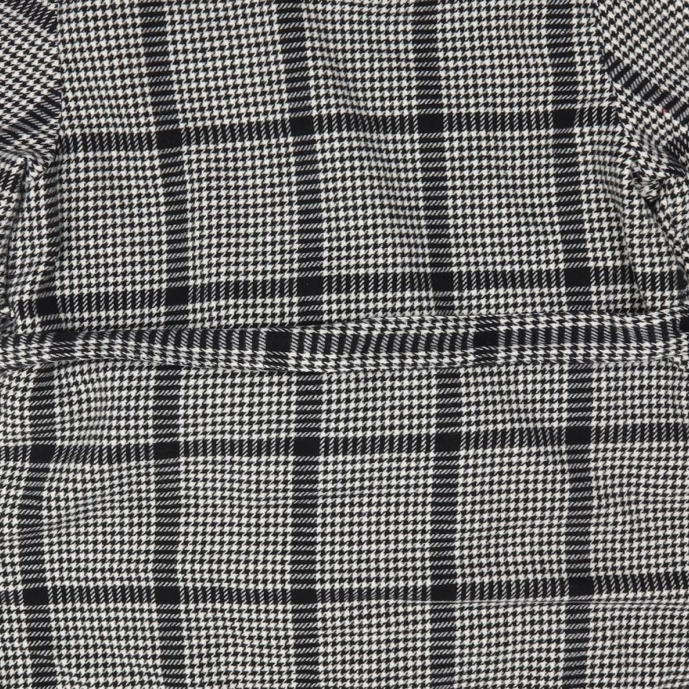 Elegance Womens Black Houndstooth  Overcoat Coat Size 20  Button - Wrap Style Coat Wide Collar