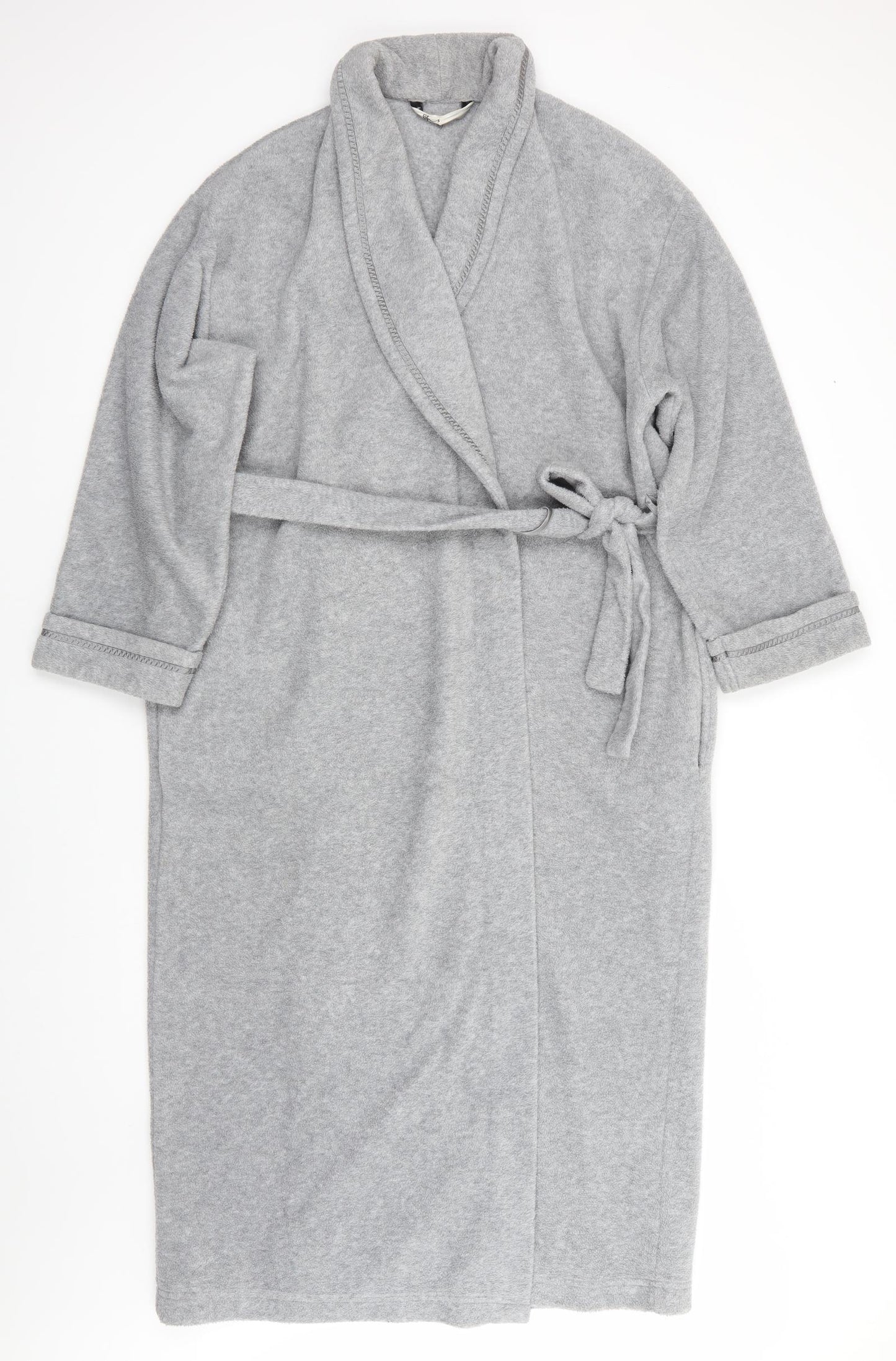 BHS Womens Grey Solid Polyester  Gown Size 12  Tie - Grey marl Ribbon trims Pockets