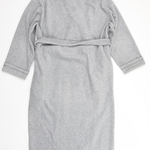 BHS Womens Grey Solid Polyester  Gown Size 12  Tie - Grey marl Ribbon trims Pockets