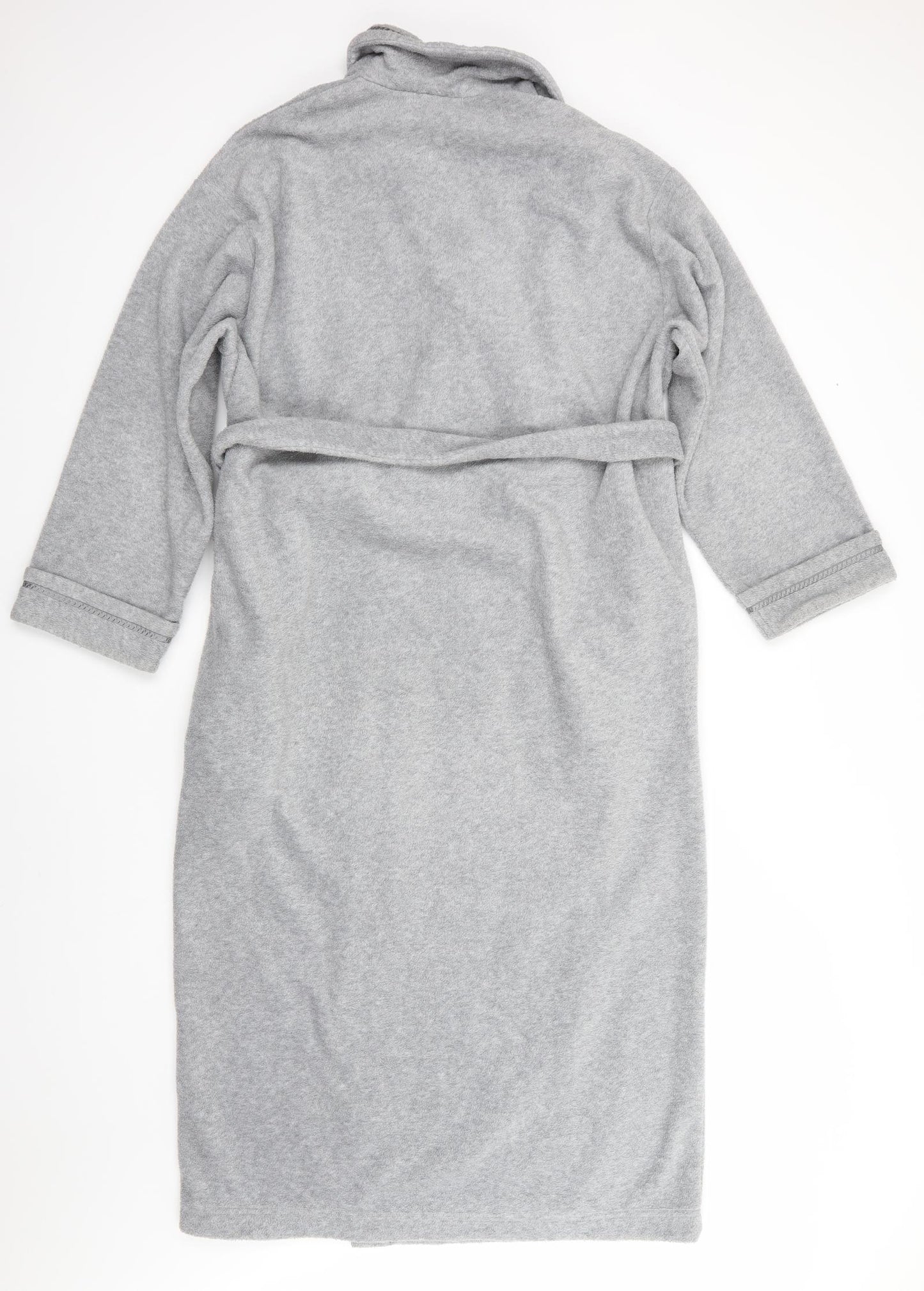 BHS Womens Grey Solid Polyester  Gown Size 12  Tie - Grey marl Ribbon trims Pockets