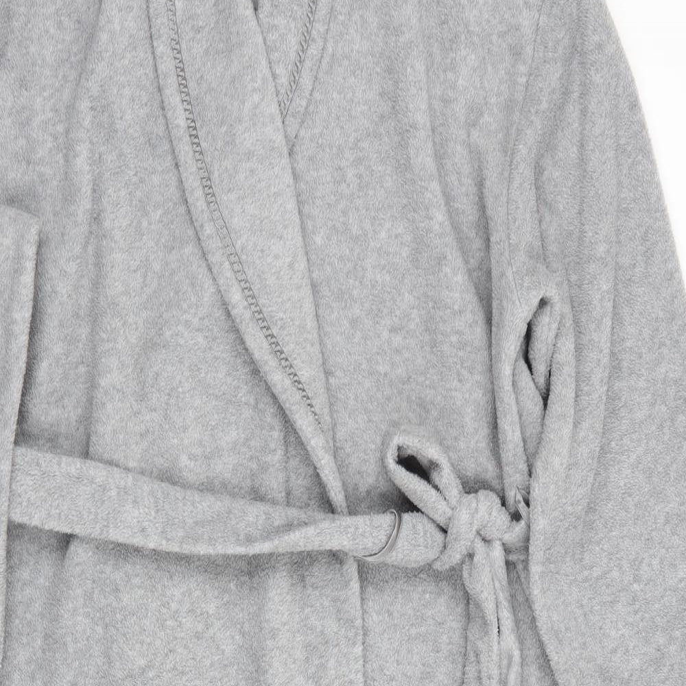 BHS Womens Grey Solid Polyester  Gown Size 12  Tie - Grey marl Ribbon trims Pockets