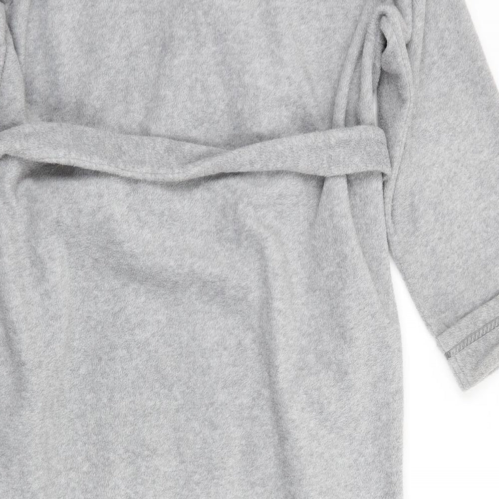 BHS Womens Grey Solid Polyester  Gown Size 12  Tie - Grey marl Ribbon trims Pockets