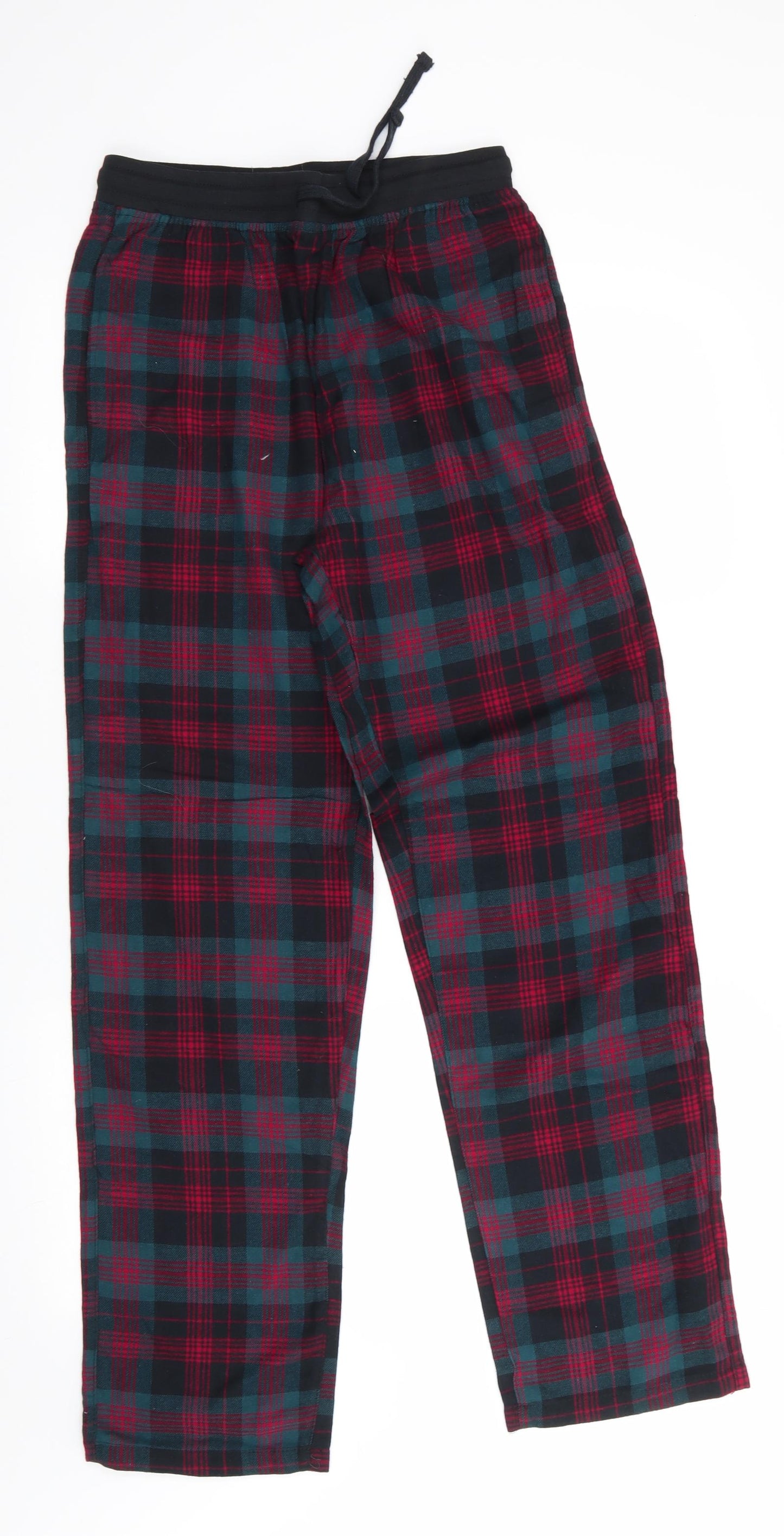 Primark Mens Red Check Cotton  Pyjama Pants Size XS  Drawstring - Teal Black Red