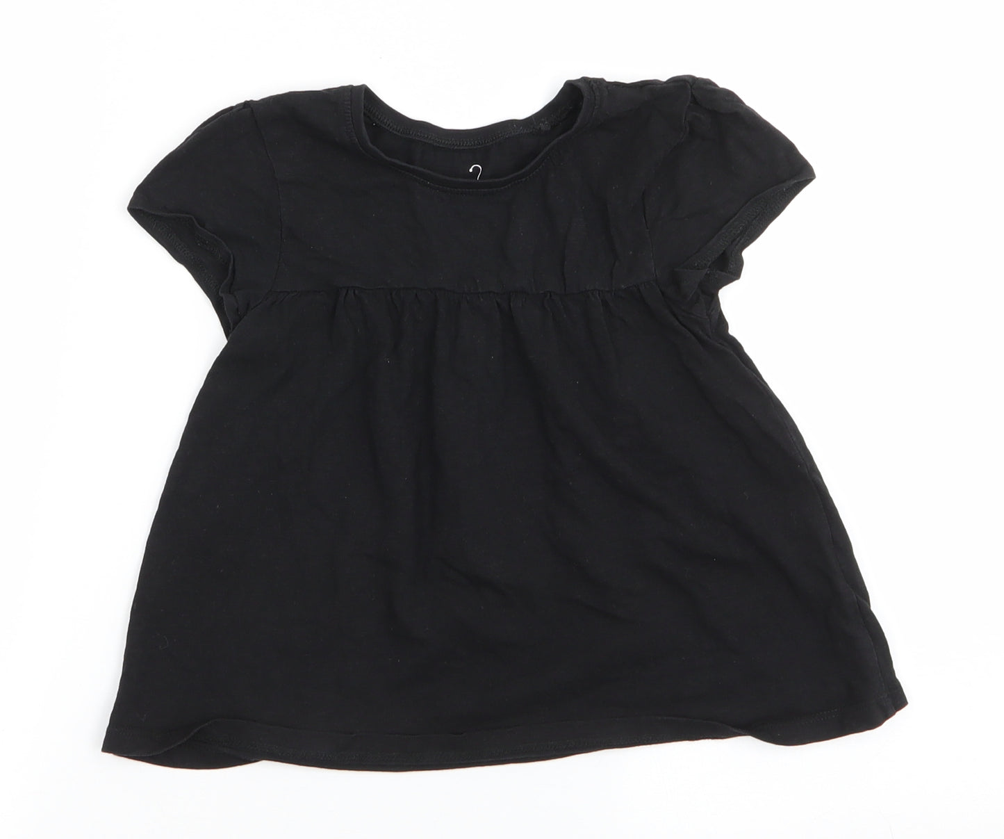 NEXT Girls Black  Cotton Tunic T-Shirt Size 5-6 Years Round Neck Pullover - A Line style T-shirt