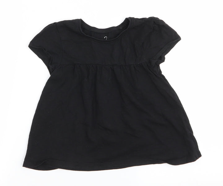 NEXT Girls Black  Cotton Tunic T-Shirt Size 5-6 Years Round Neck Pullover - A Line style T-shirt