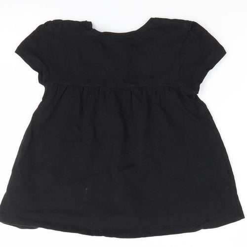 NEXT Girls Black  Cotton Tunic T-Shirt Size 5-6 Years Round Neck Pullover - A Line style T-shirt