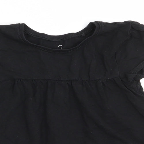 NEXT Girls Black  Cotton Tunic T-Shirt Size 5-6 Years Round Neck Pullover - A Line style T-shirt