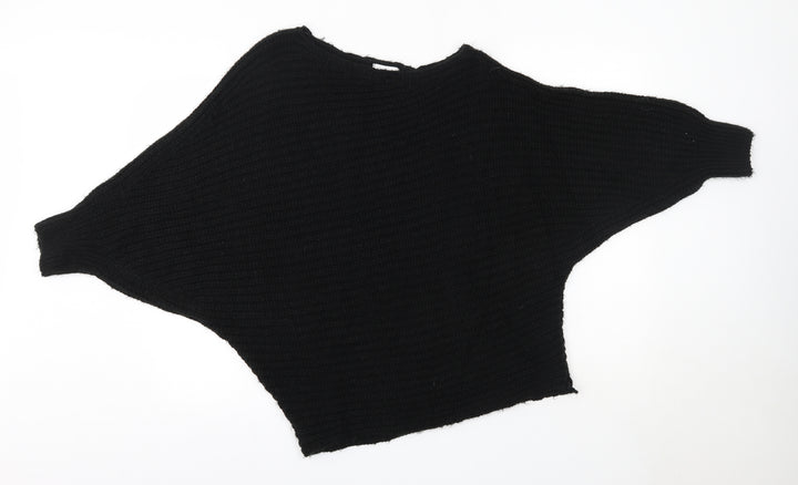 Topshop Womens Black Round Neck Acrylic Pullover Jumper Size XS
