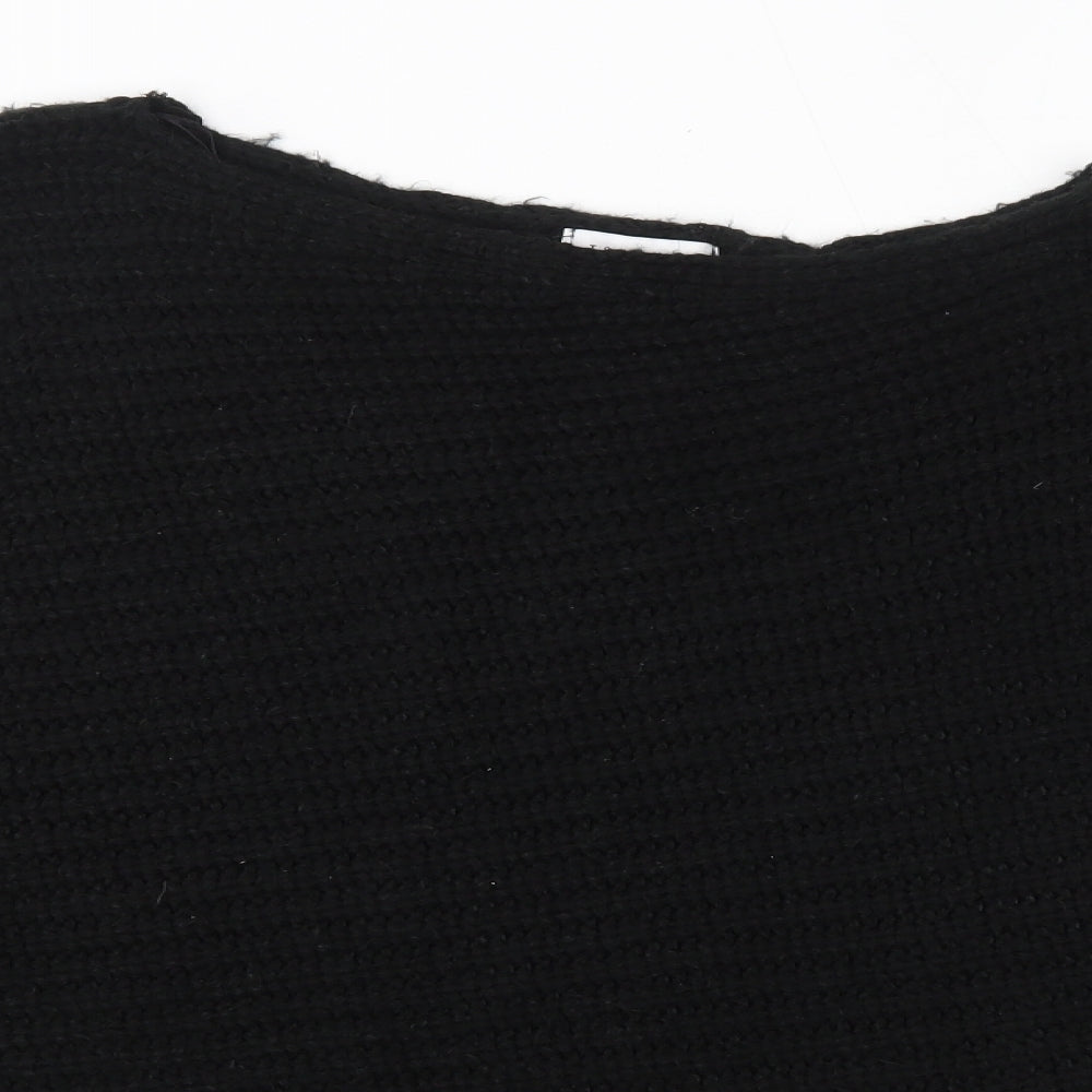 Topshop Womens Black Round Neck  Acrylic Pullover Jumper Size XS