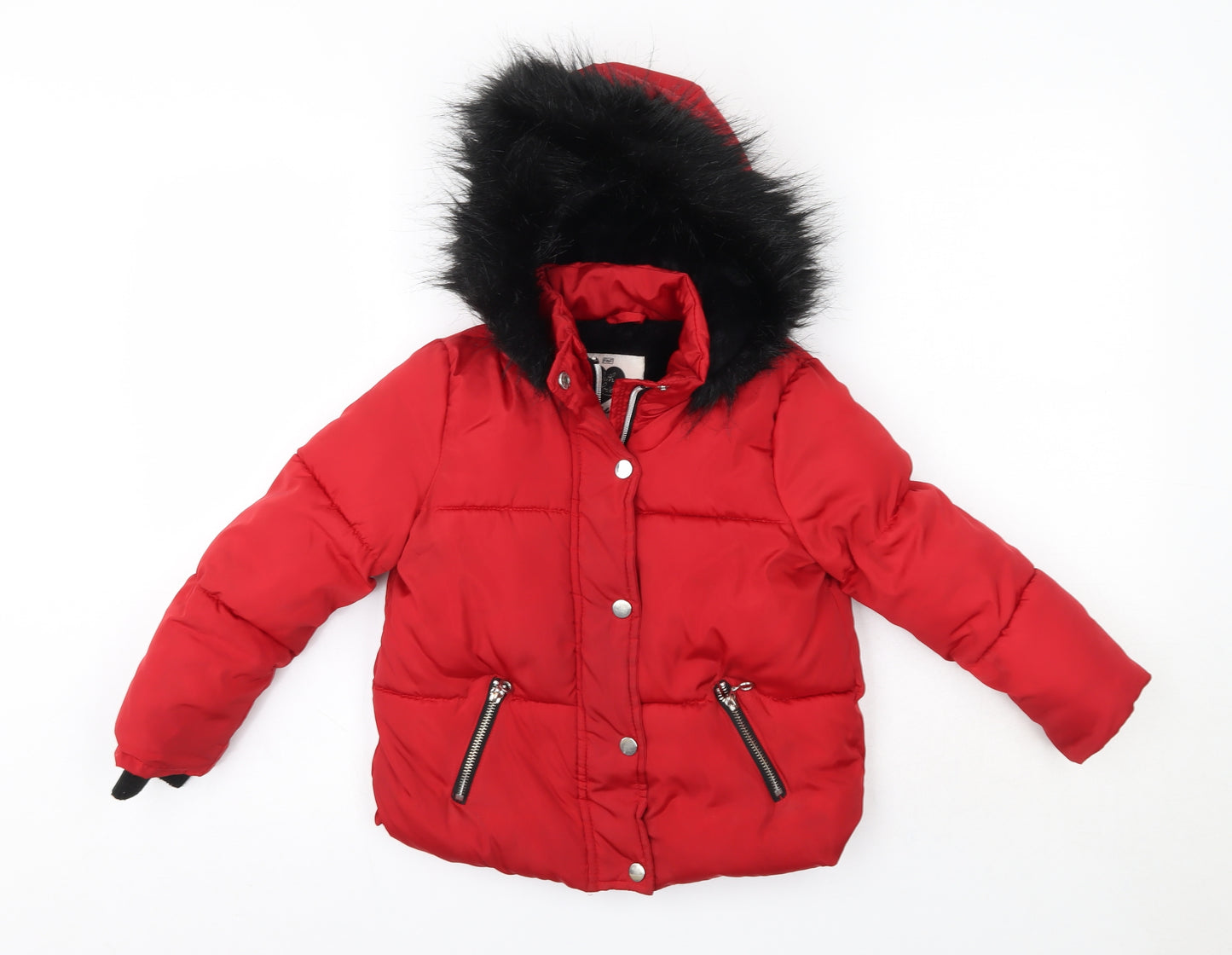 F&F Girls Red   Overcoat Coat Size 5-6 Years
