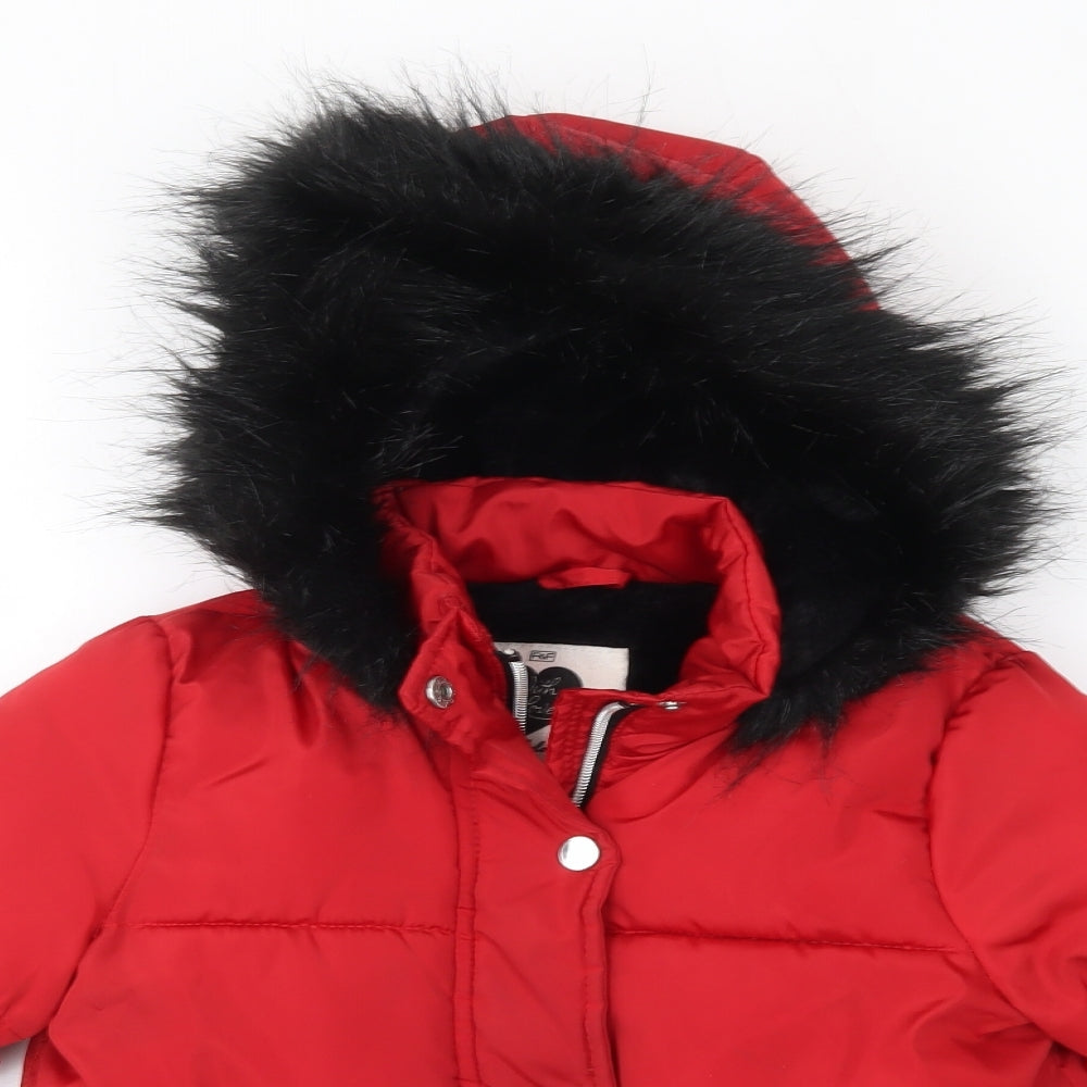 F&F Girls Red   Overcoat Coat Size 5-6 Years