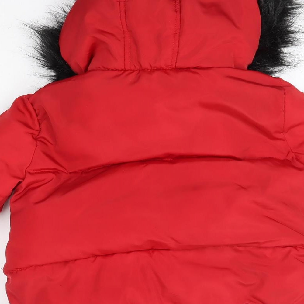 F&F Girls Red   Overcoat Coat Size 5-6 Years