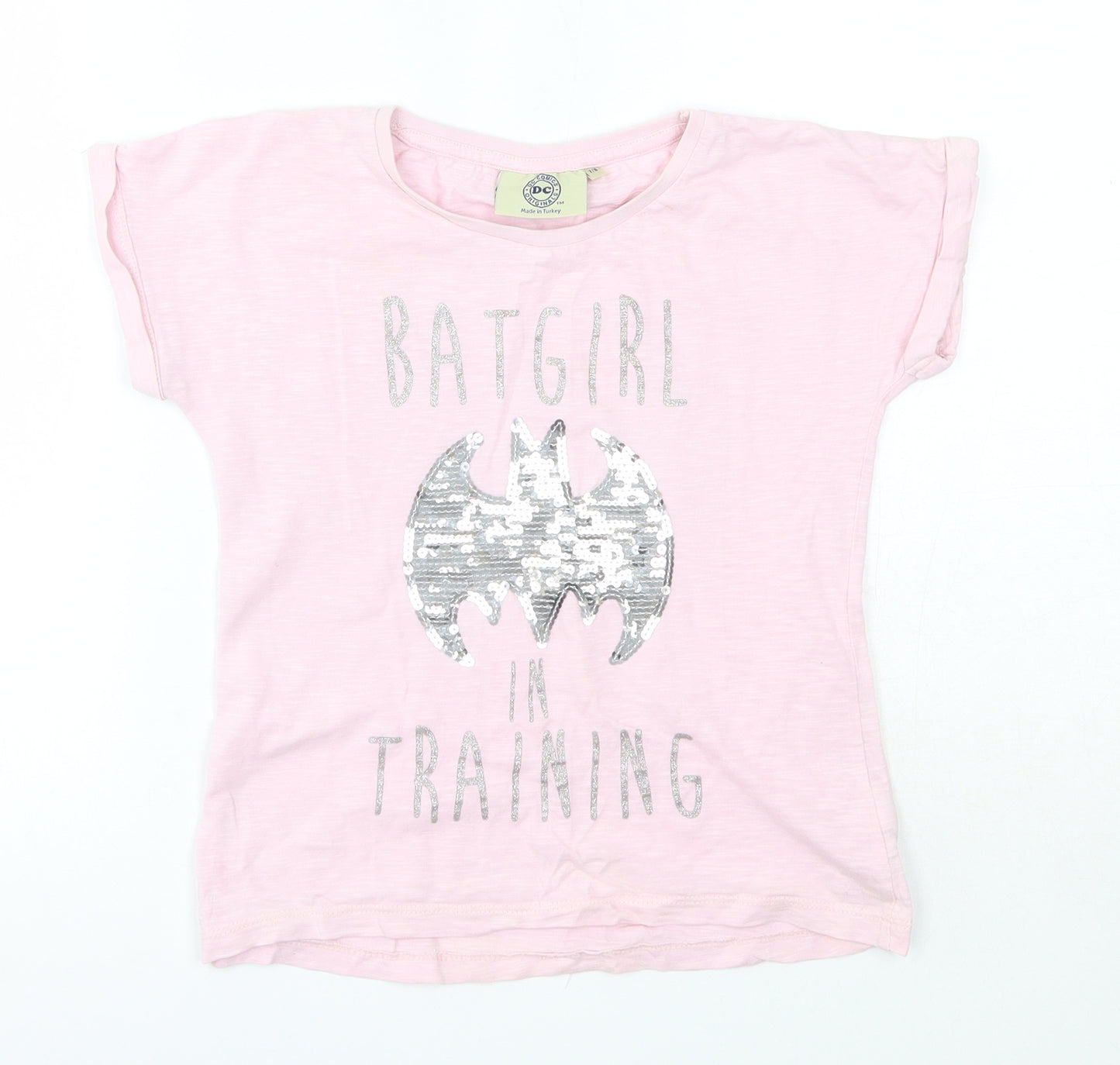 Young Dimensions Girls Pink  100% Cotton Basic T-Shirt Size 7-8 Years Round Neck  - Batman
