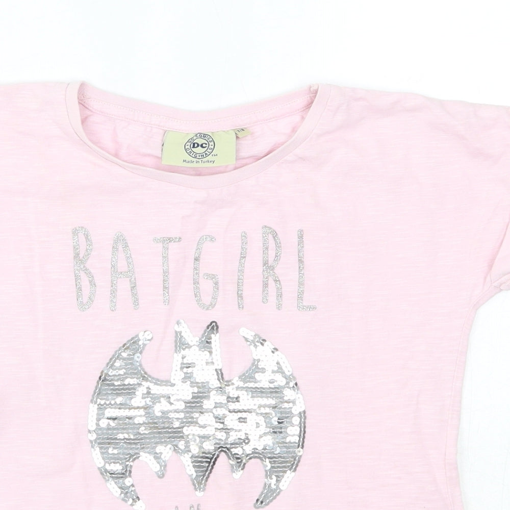 Young Dimensions Girls Pink  100% Cotton Basic T-Shirt Size 7-8 Years Round Neck  - Batman