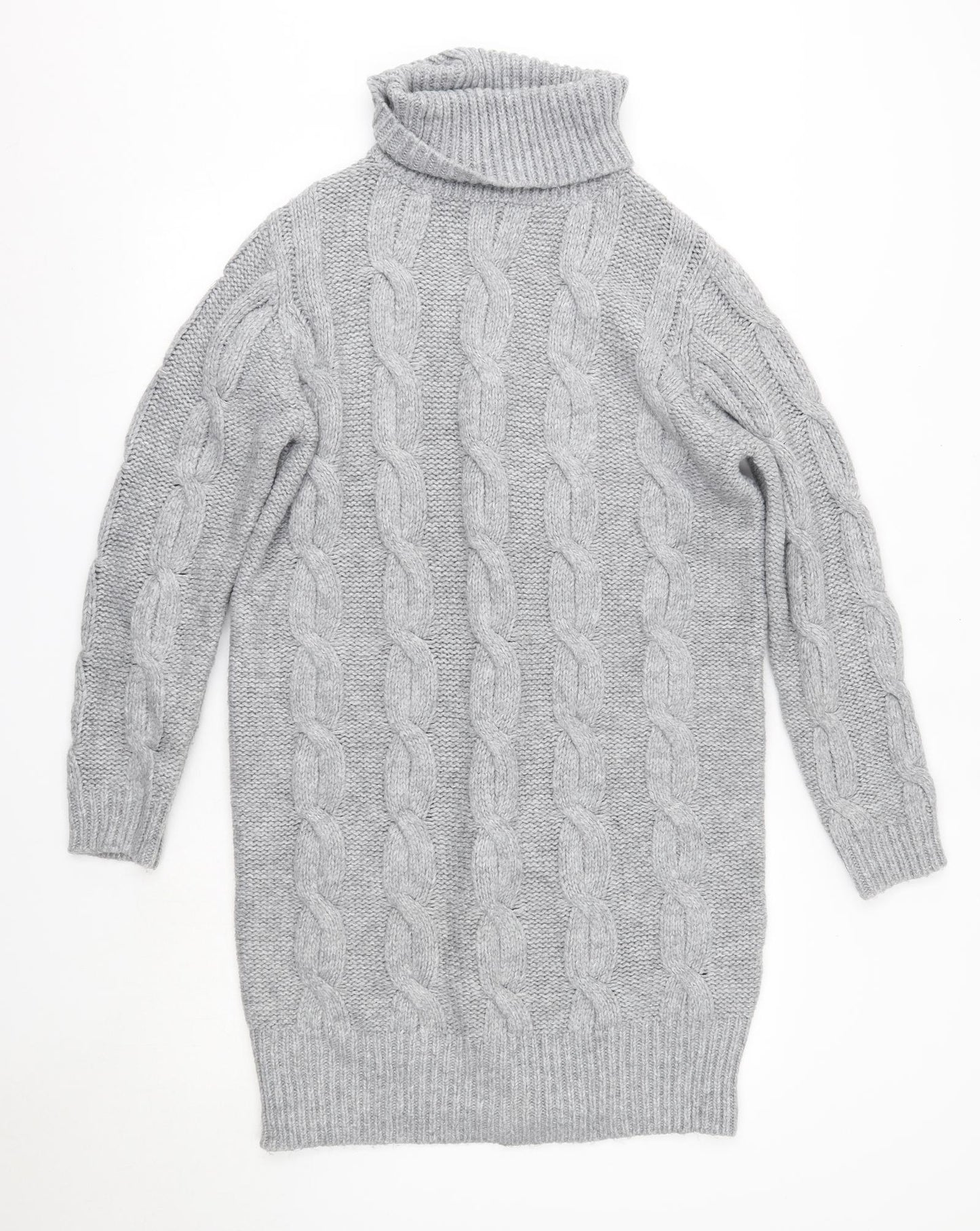 Falmer Womens Grey  Acrylic Jumper Dress  Size L  Roll Neck