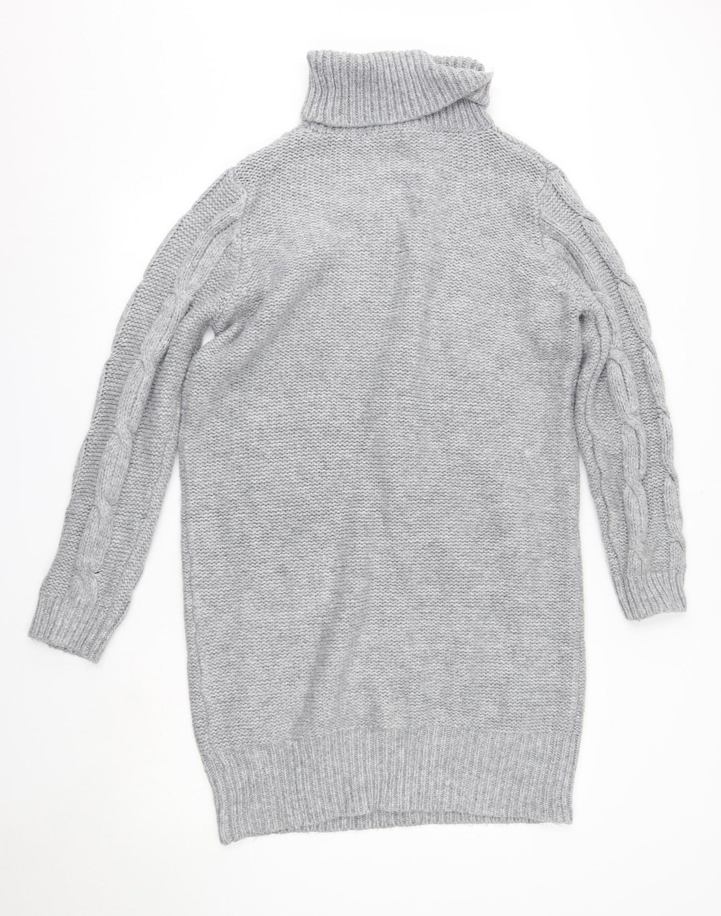 Falmer Womens Grey  Acrylic Jumper Dress  Size L  Roll Neck