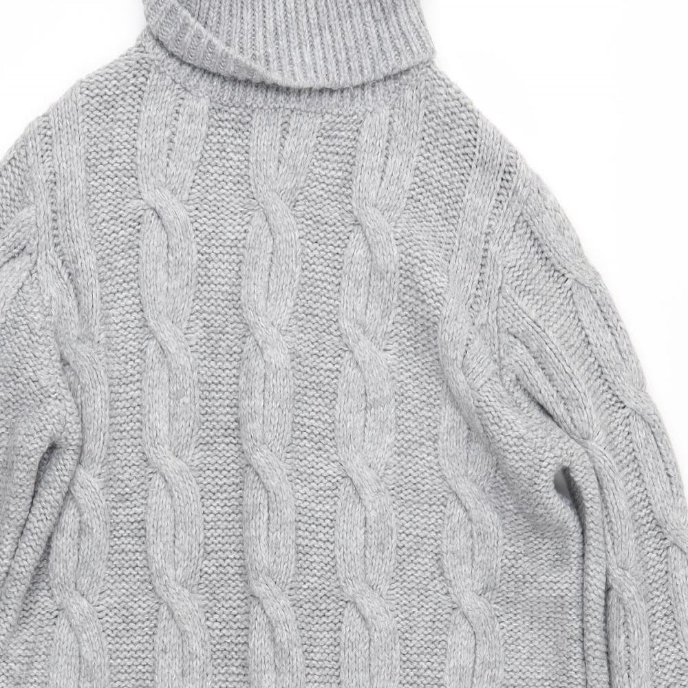 Falmer Womens Grey  Acrylic Jumper Dress  Size L  Roll Neck