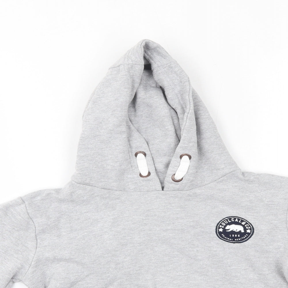 SoulCal&Co Boys Grey  Cotton Pullover Hoodie Size 7-8 Years