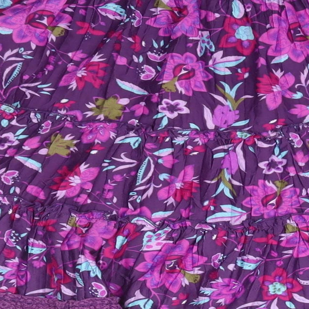M&S Girls Purple Floral Polyester A-Line Skirt Size 7 Years  Regular
