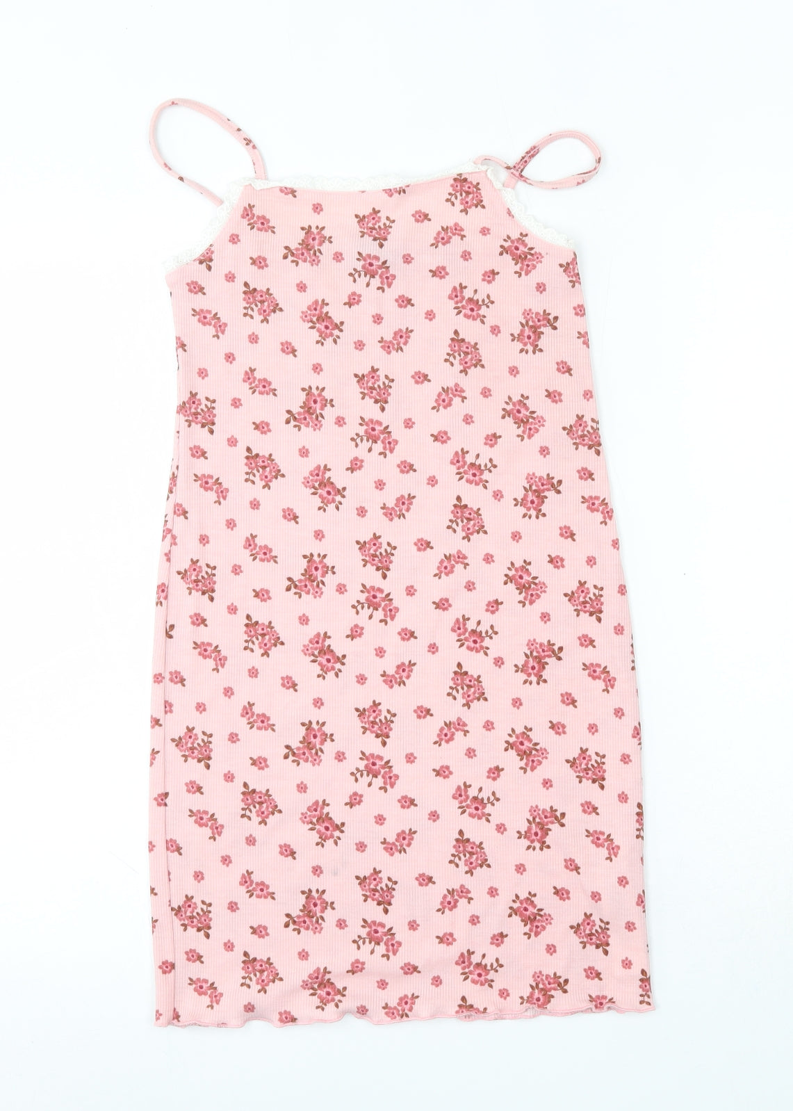 Primark Girls Purple Floral Polyester Tank Dress  Size 9-10 Years  Round Neck