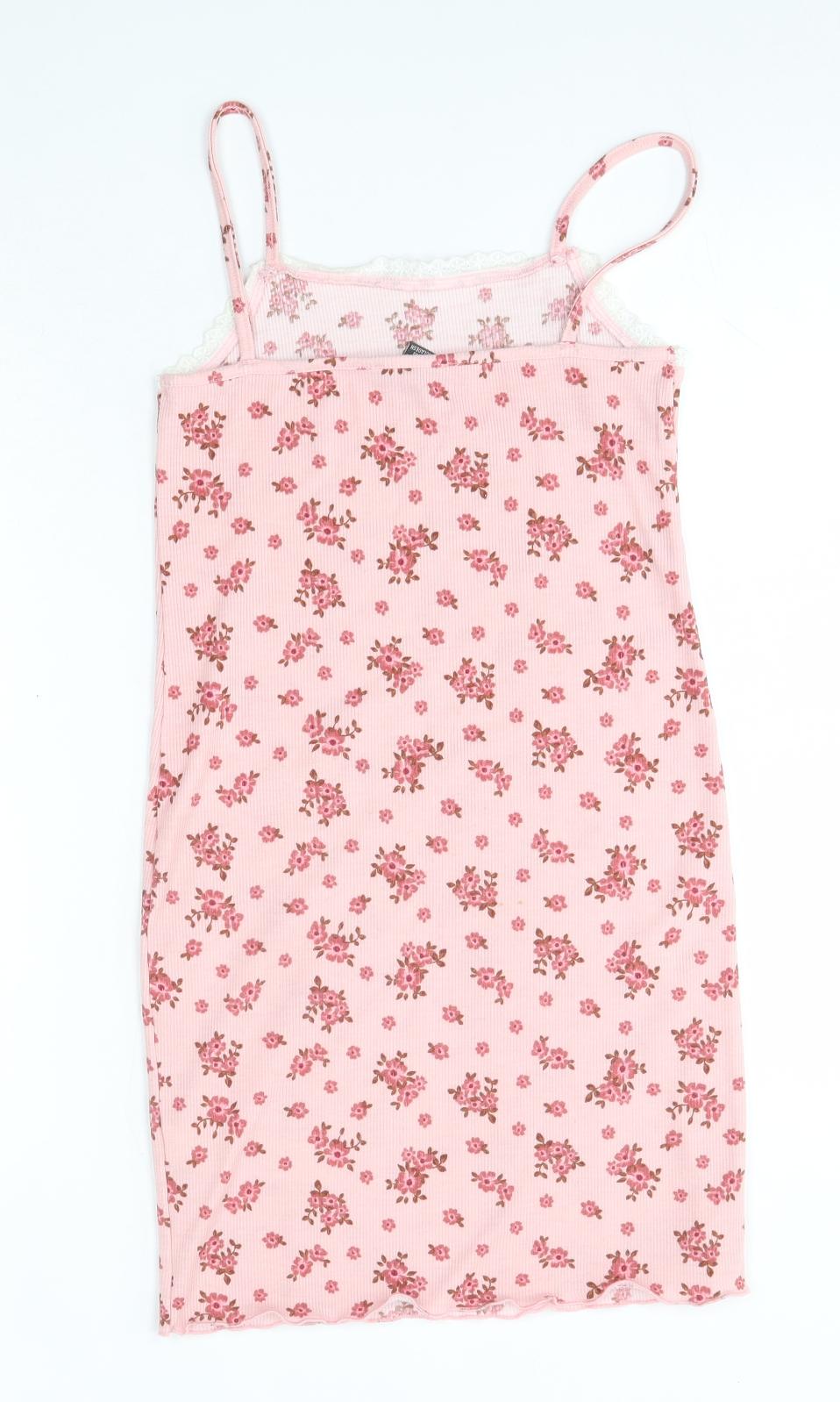 Primark Girls Purple Floral Polyester Tank Dress  Size 9-10 Years  Round Neck