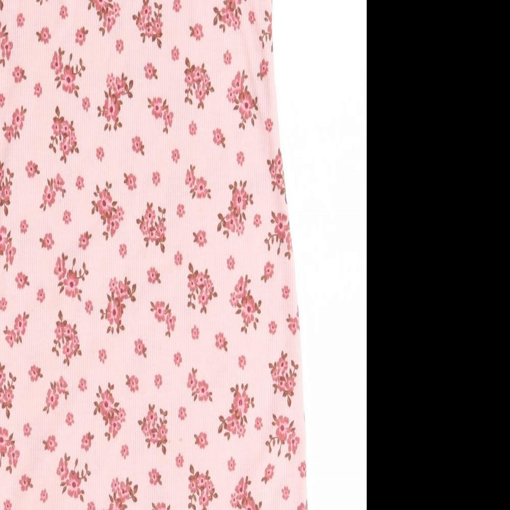 Primark Girls Purple Floral Polyester Tank Dress  Size 9-10 Years  Round Neck