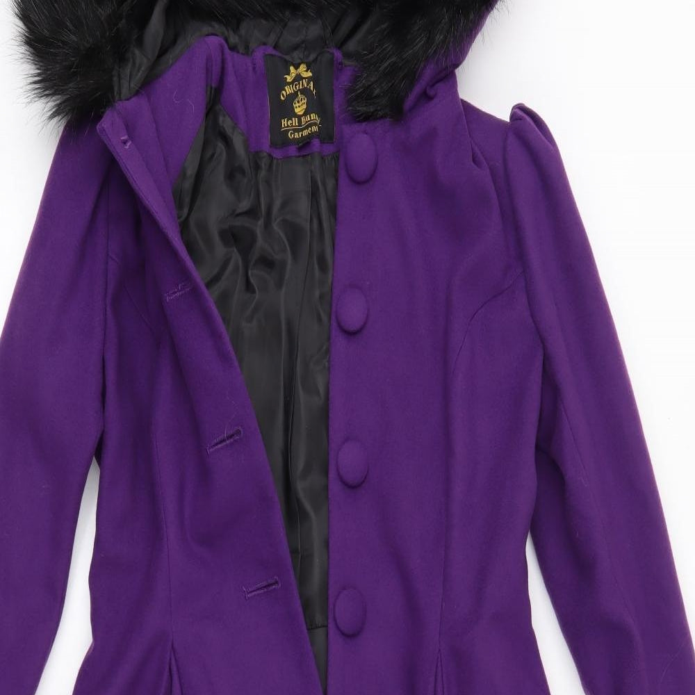 Hell Bunny Womens Purple   Overcoat Coat Size XS