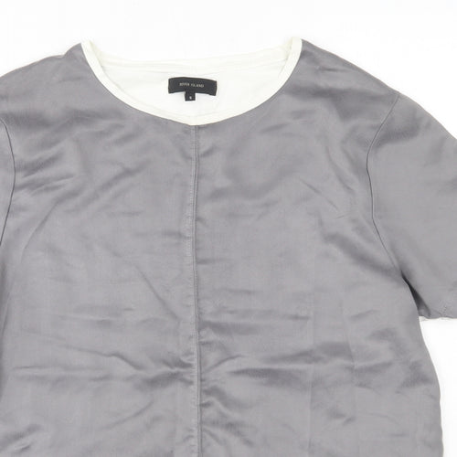 River Island Mens Grey  Polyester  T-Shirt Size S Round Neck