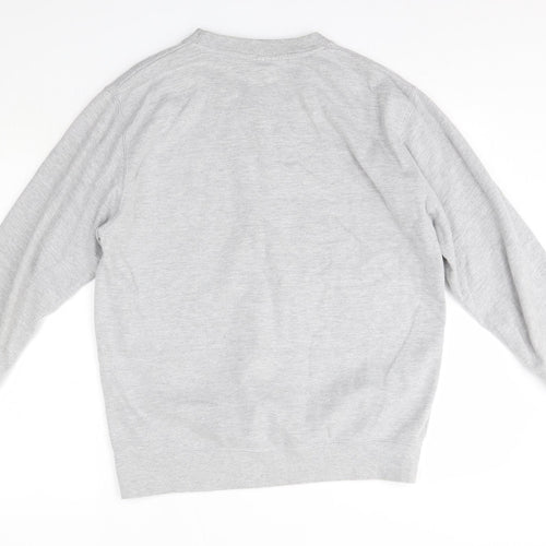 The Lucky Club Mens Grey Round Neck  Cotton Pullover Jumper Size M