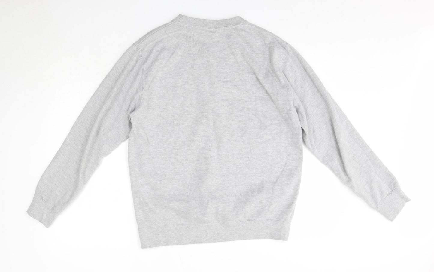 The Lucky Club Mens Grey Round Neck  Cotton Pullover Jumper Size M