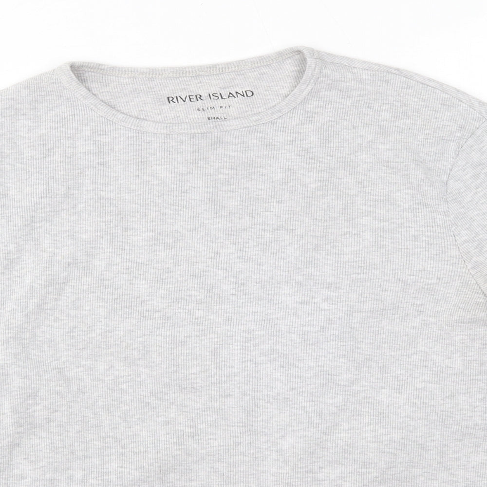 River Island Mens Grey  Polyester  T-Shirt Size S Round Neck