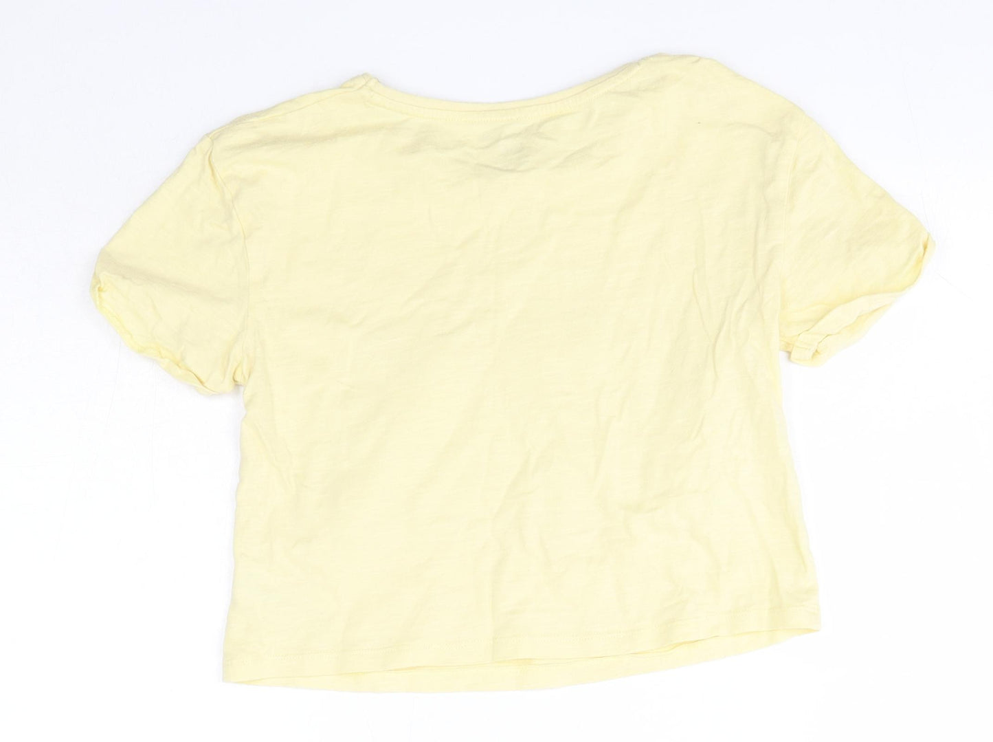 F&F Girls Yellow  Cotton Basic T-Shirt Size 8-9 Years Round Neck  - Rabbit
