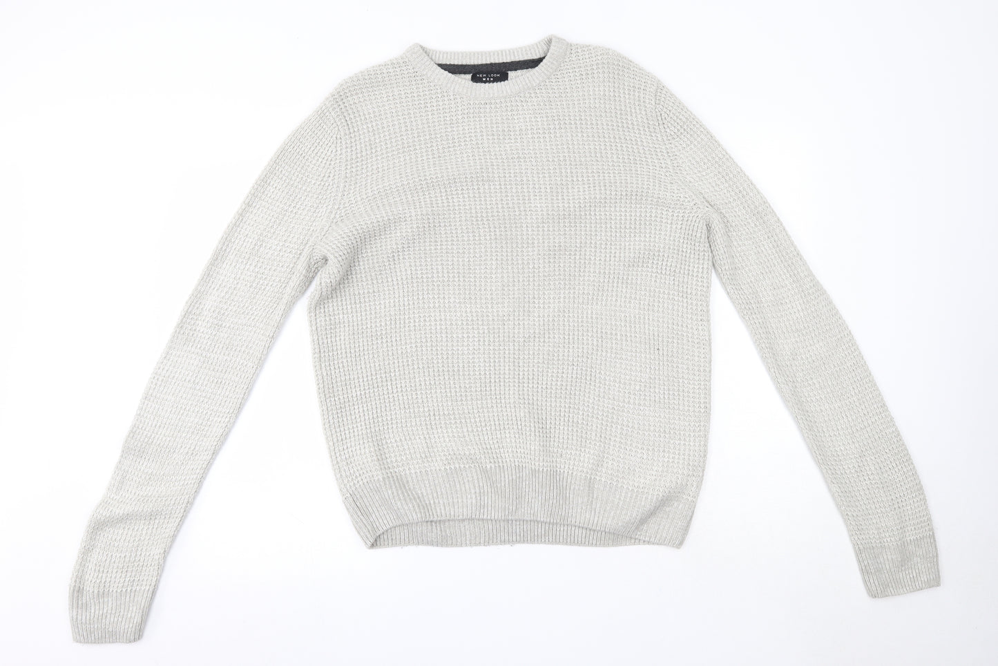 New Look Mens Grey Round Neck  Acrylic Pullover Jumper Size S