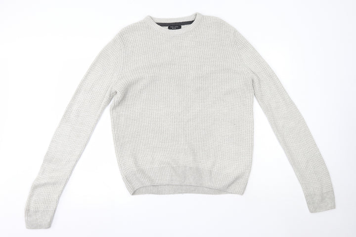 New Look Mens Grey Round Neck  Acrylic Pullover Jumper Size S