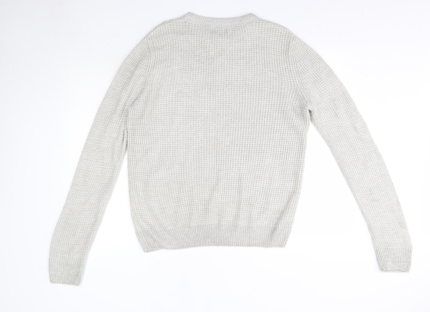 New Look Mens Grey Round Neck  Acrylic Pullover Jumper Size S