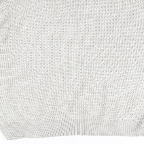 New Look Mens Grey Round Neck  Acrylic Pullover Jumper Size S