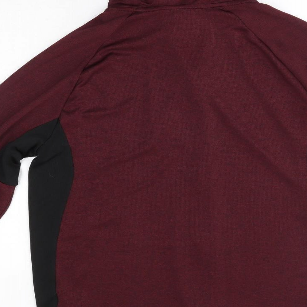 Soulexe Mens Red  Polyester Full Zip Hoodie Size S
