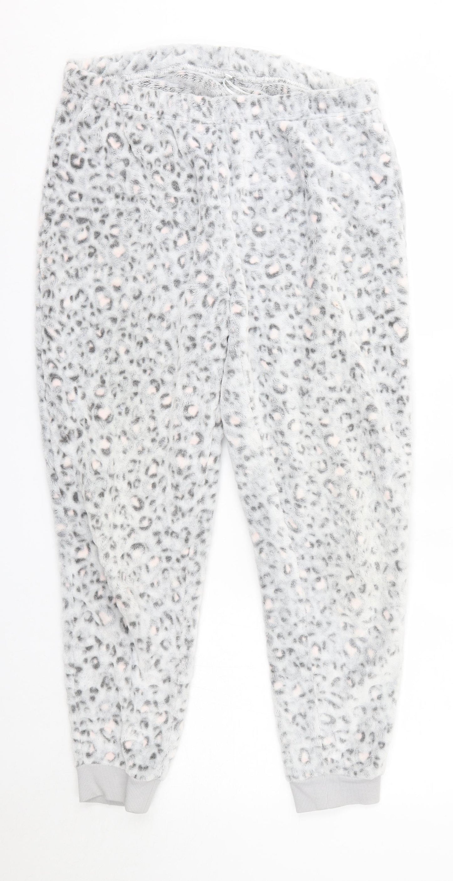 Debenhams Womens Grey Animal Print Polyester  Pyjama Pants Size 12