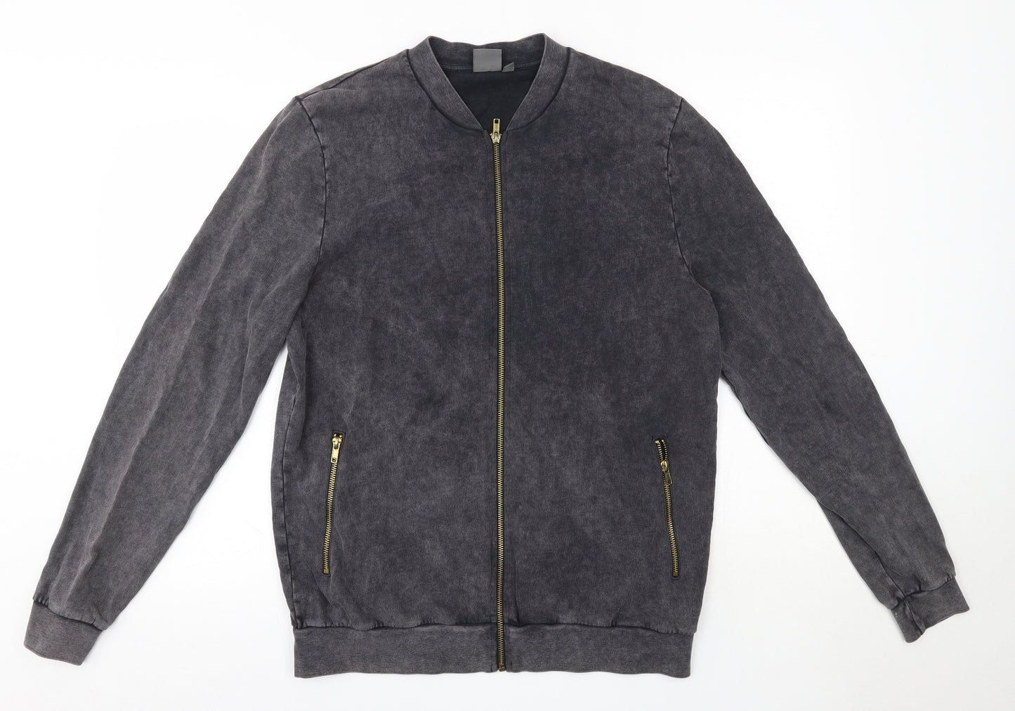 ASOS Mens Grey Round Neck  Cotton Full Zip Jumper Size M