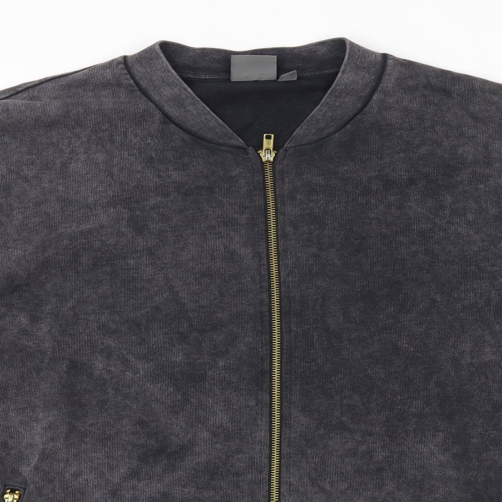 ASOS Mens Grey Round Neck  Cotton Full Zip Jumper Size M