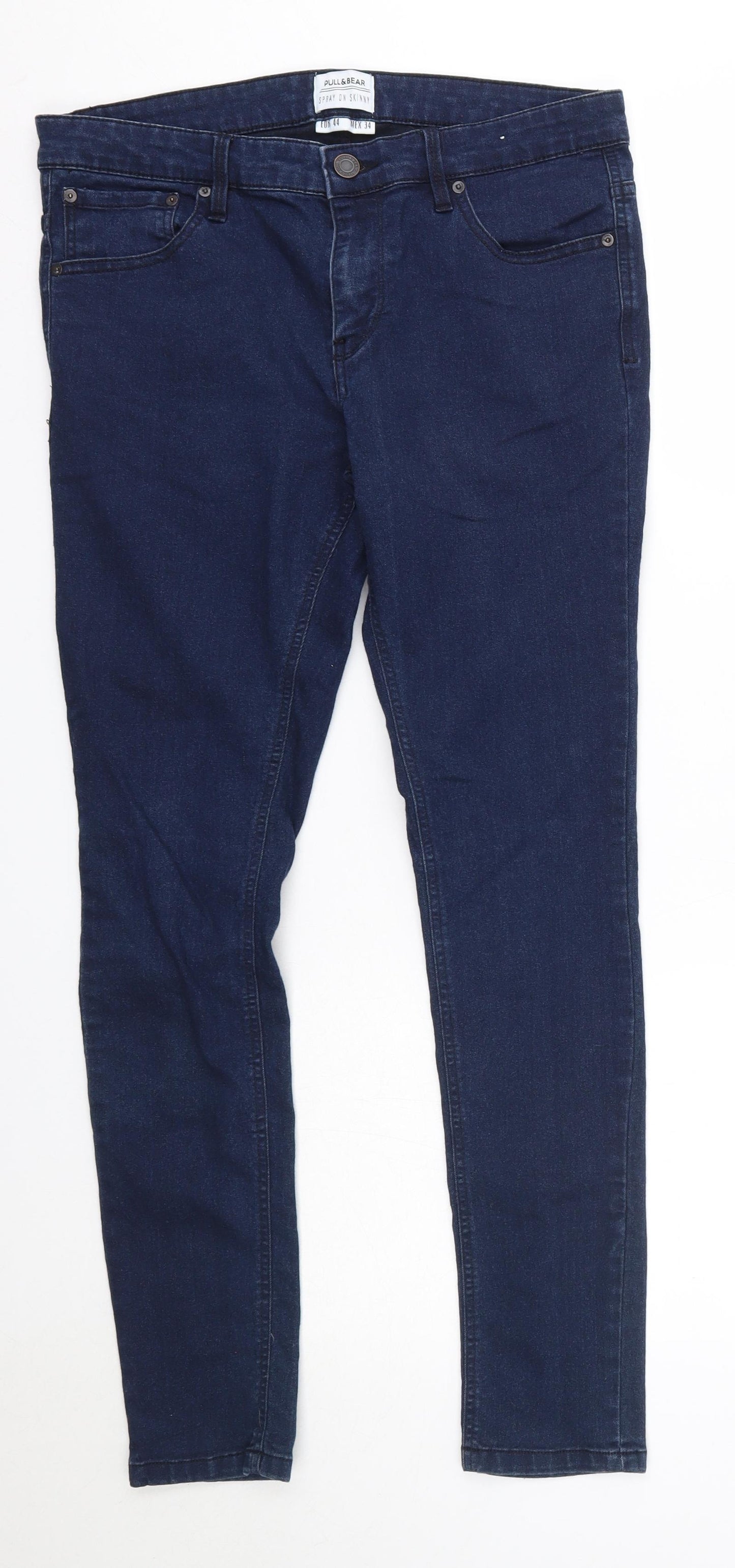 Pull&Bear Womens Blue  Cotton Skinny Jeans Size 16 L28 in Regular
