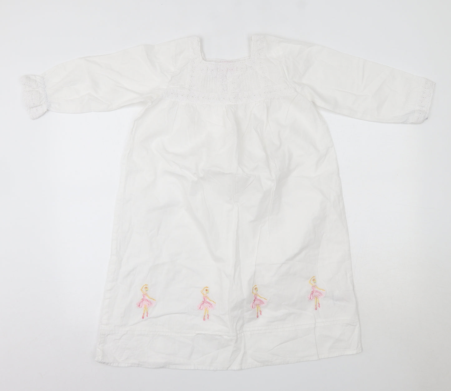 The 1 For U Girls White  100% Cotton A-Line  Size 6-7 Years  Square Neck  - Ballet Ballerina