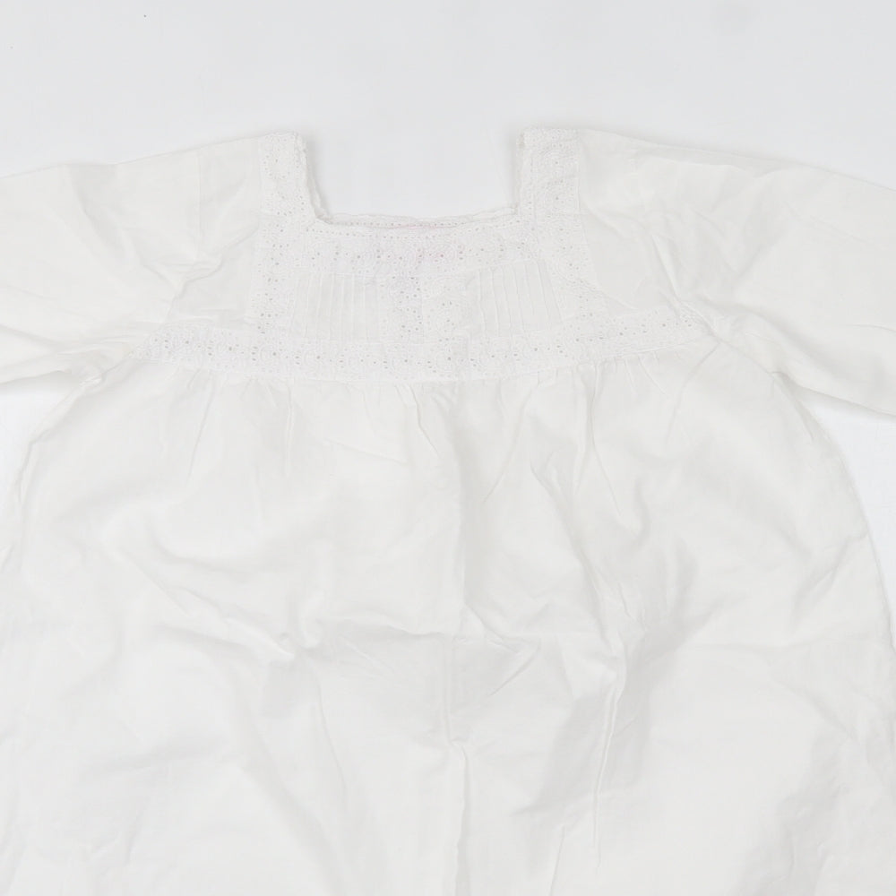 The 1 For U Girls White  100% Cotton A-Line  Size 6-7 Years  Square Neck  - Ballet Ballerina