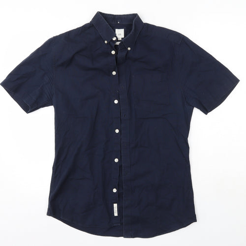 River Island Mens Blue  Cotton  Button-Up Size S Collared
