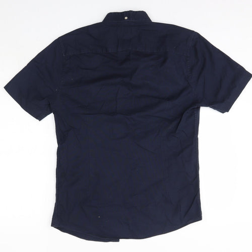 River Island Mens Blue  Cotton  Button-Up Size S Collared
