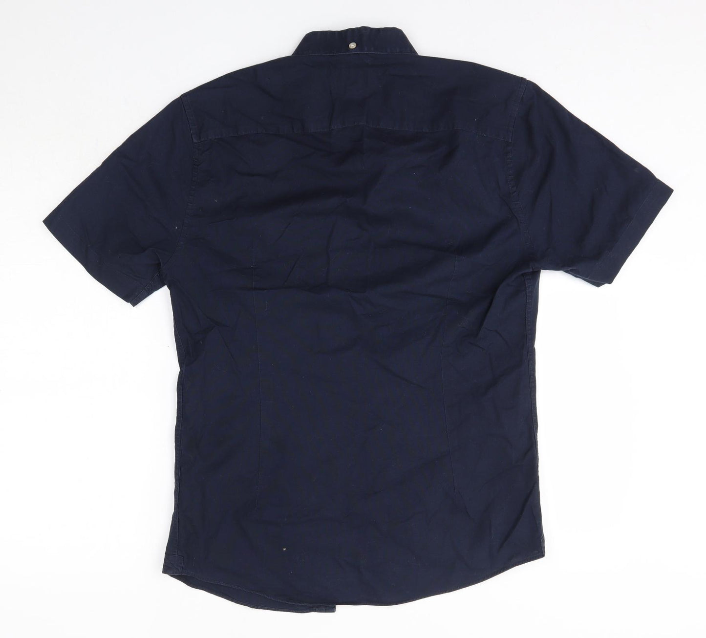 River Island Mens Blue  Cotton  Button-Up Size S Collared