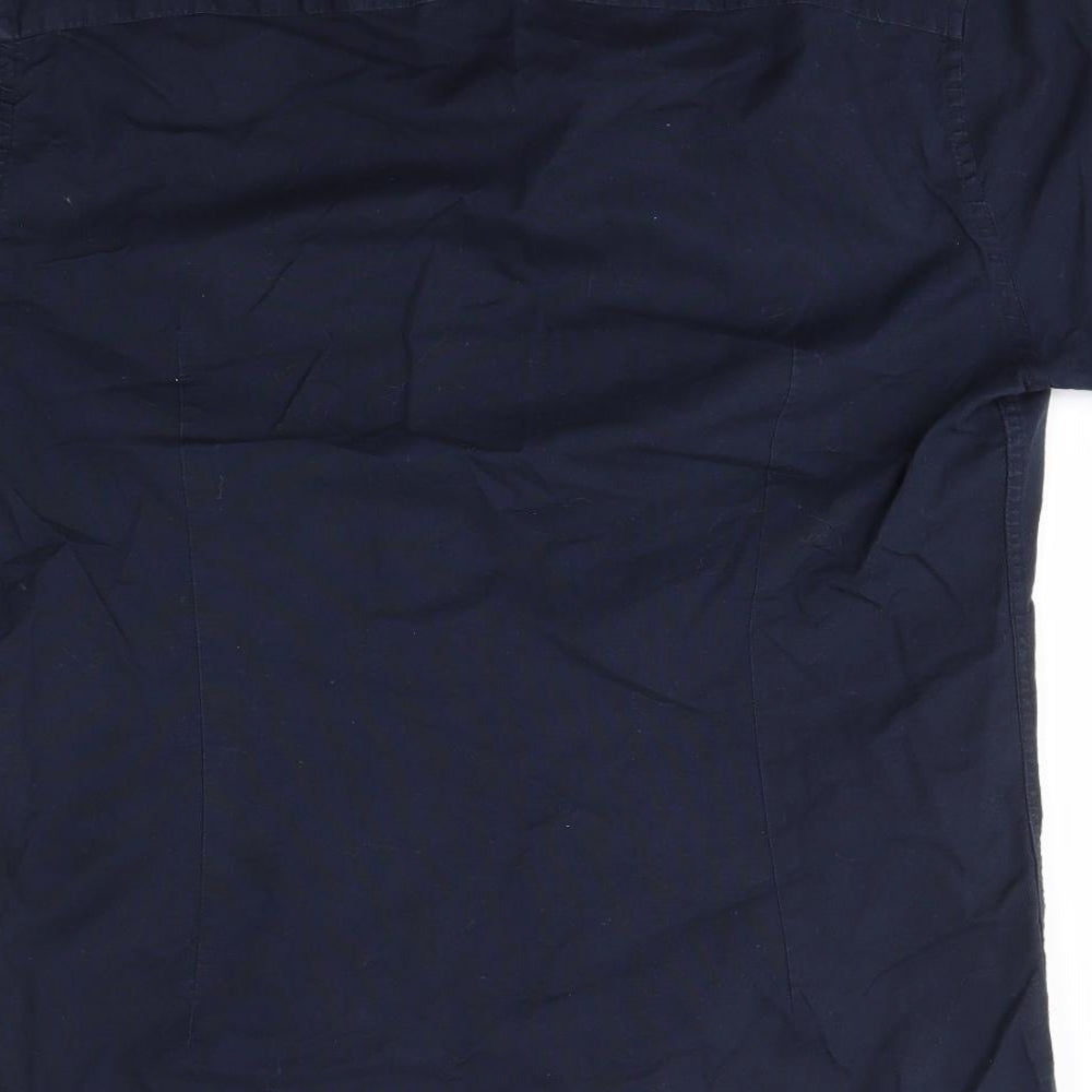 River Island Mens Blue  Cotton  Button-Up Size S Collared