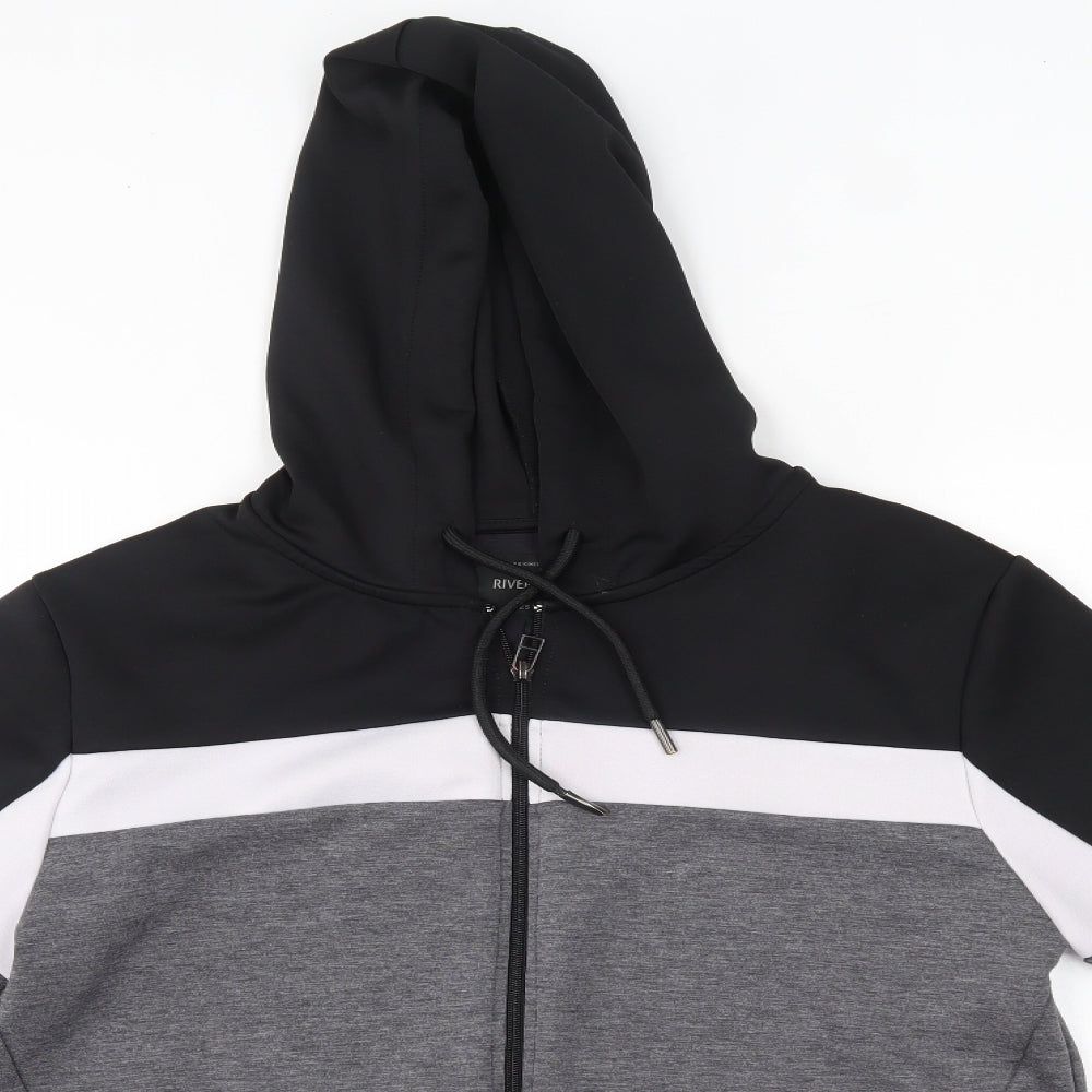 River Island Mens Grey  Polyester Full Zip Hoodie Size S